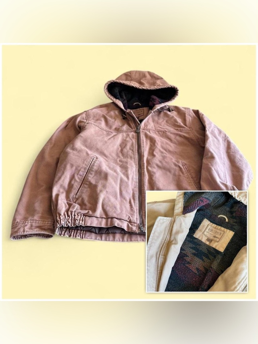 Outback Trading Co Canvas Jacket Brown Aztec Fleece Lined L Carhartt Syle